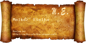 Melkó Etelka névjegykártya